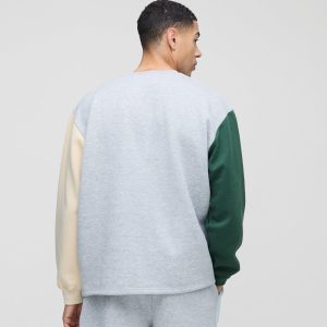 Oversized Half Sleeve Faux Layer 13 Applique Sweatshirt