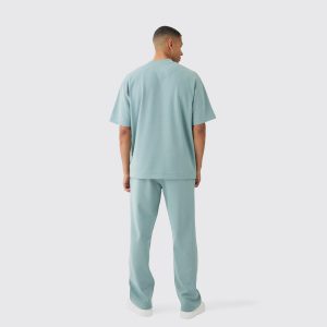 Oversized Man Washed T-Shirt & Jogger Long Set