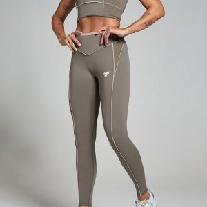 Contrast Texture Leggings - Black