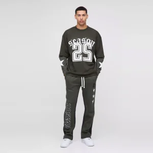 Oversized Boxy Official Tonal Print Zip Hooded Tracksuit