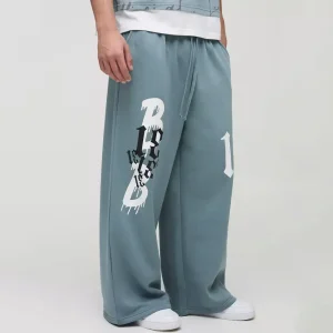 Extreme Wide Leg Man Colour Block Joggers