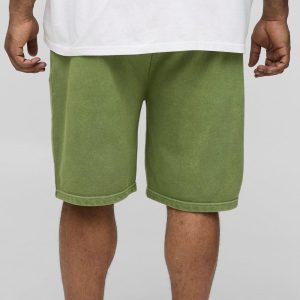 Oversized Washed Rhinestone Jersey Shorts