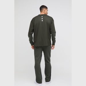 Oversized Boxy Official Tonal Print Zip Hooded Tracksuit