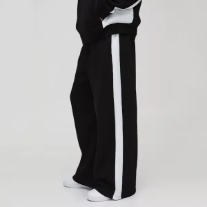 Wide Leg Star Tricot Split Hem Joggers