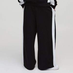Wide Leg Star Tricot Split Hem Joggers